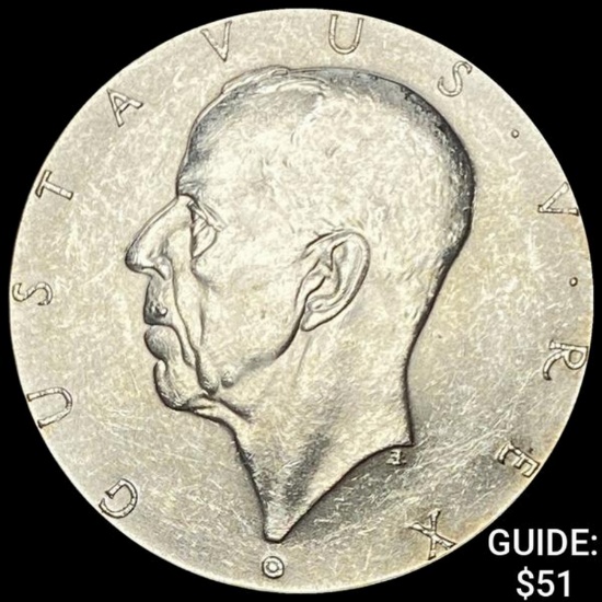 1938 Sweden Silver 2 Kronor UNCIRCULATED