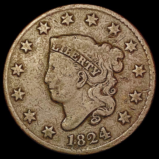 1824 Coronet Head Large Cent NICELY CIRCULATED