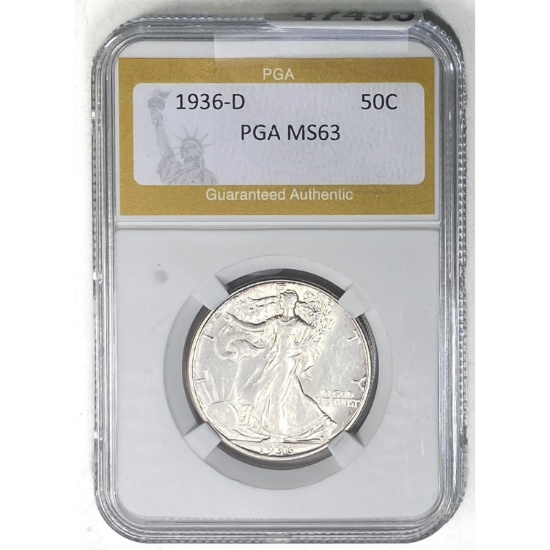 1936-D Walking Liberty Half Dollar PGA MS63