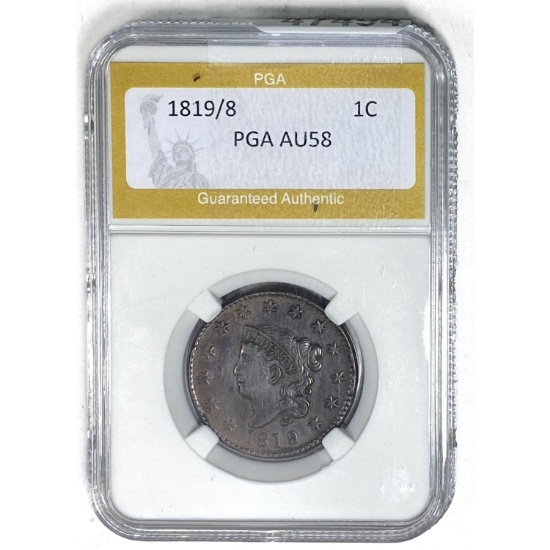 1819/8 Coronet Head Large Cent PGA AU58