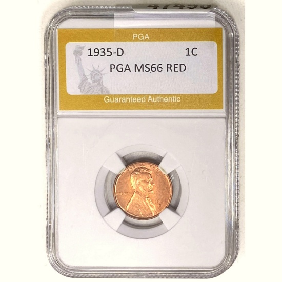 1935-D Wheat Cent PGA MS66 RED