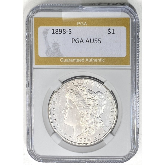 1898-S Morgan Silver Dollar PGA AU55