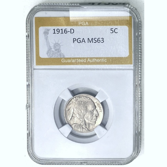 1916-D Buffalo Nickel PGA MS63