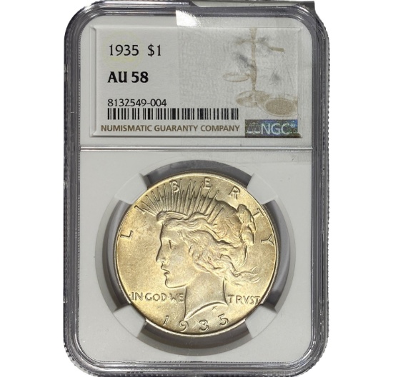 1935 Silver Peace Dollar NGC AU58