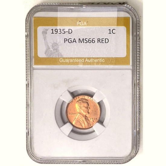 1935-D Wheat Cent PGA MS66 RED