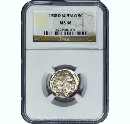 1938-D Buffalo Nickel NGC MS66