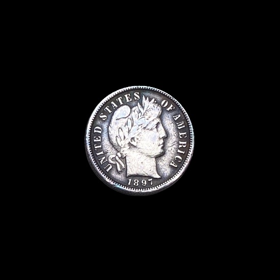 1897-S Silver Barber Dime NEARLY UNCIRCULATED