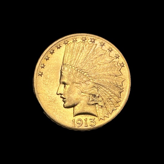 1913 Indian Head $10 Gold Eagle CHOICE BU