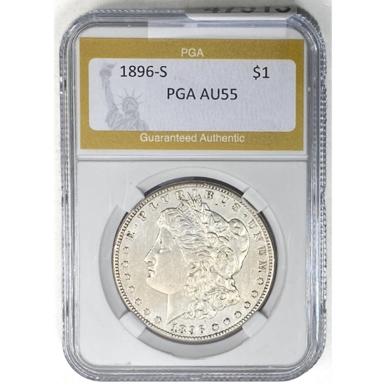 1896-S Morgan Dollar PGA AU55