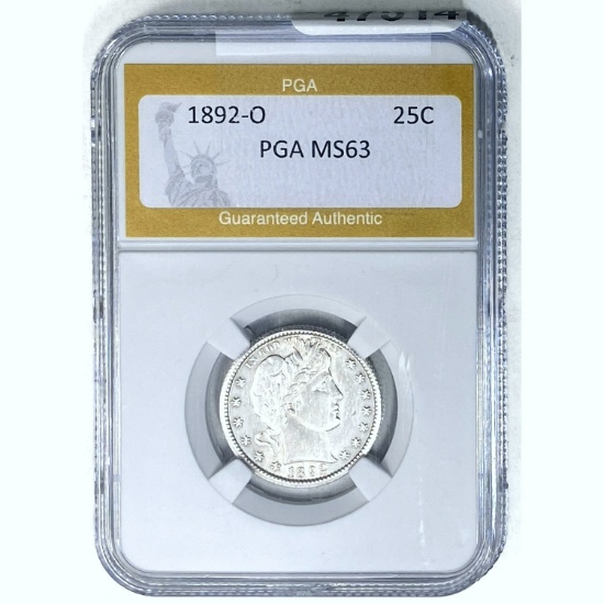 1892-O Barber Quarter PGA MS63