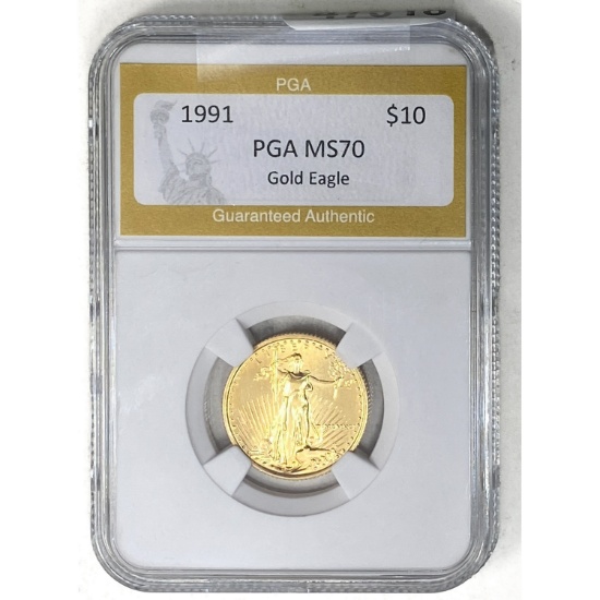 1991 $10 Gold Eagle PGA MS70