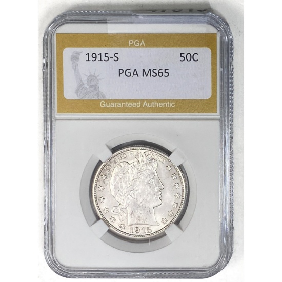 1915-S Barber Half Dollar PGA MS65