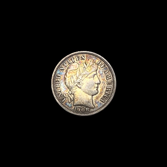 1908-D Silver Barber Dime LIGHTLY CIRCULATED