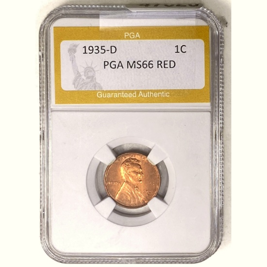 1935-D Wheat Cent PGA MS66 RED