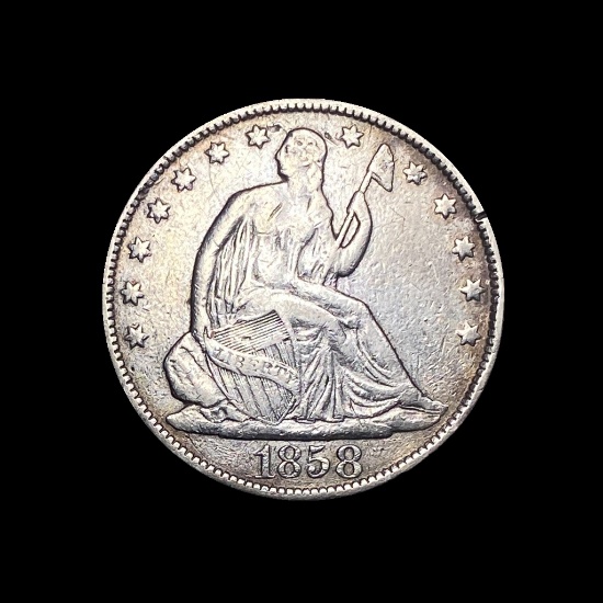 1858-O Silver Half Dollar LIGHTLY CIRCULATED