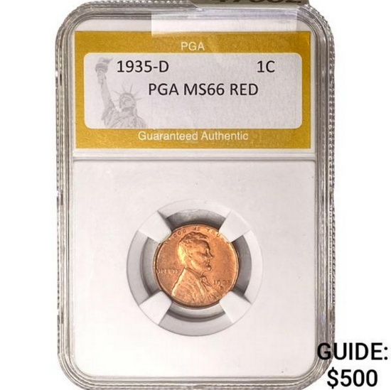 1935-D Wheat Cent PGA MS66 RED
