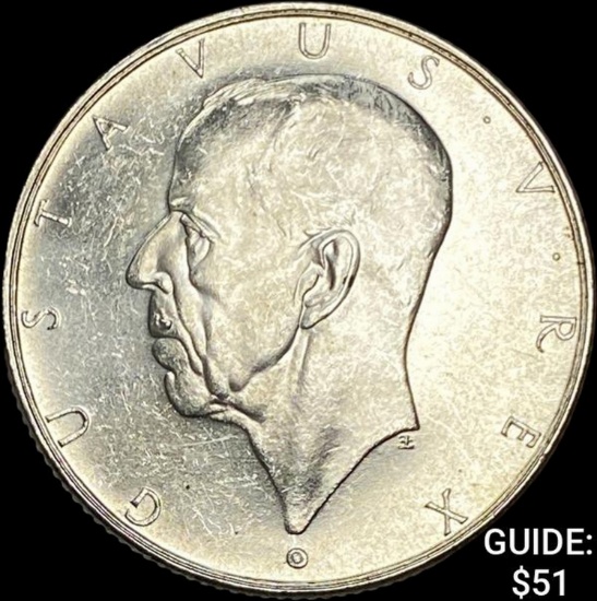1938 Sweden Silver 2 Kronor UNCIRCULATED