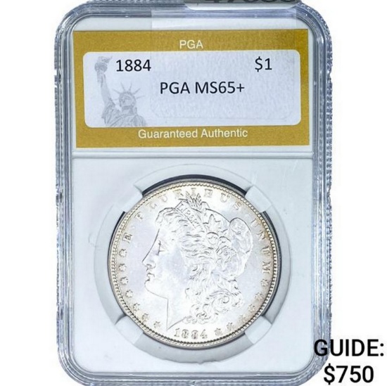 1884 $1 Morgan Dollar PGA MS65+