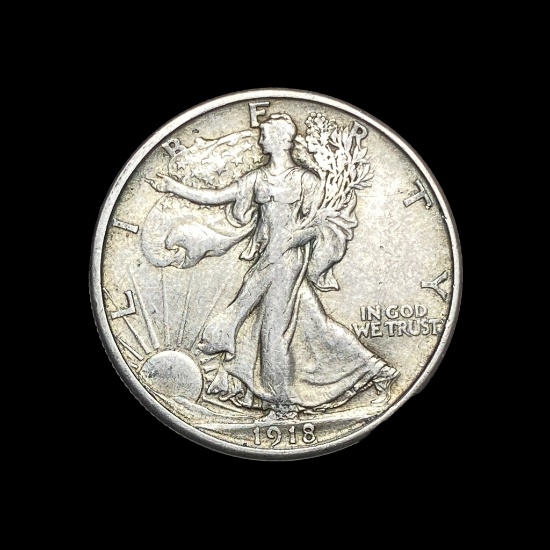 1918-S Silver Walking Liberty Half Dollar NEARLY UNCIRCULATED