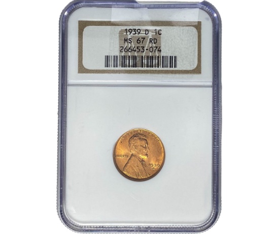 1939-D Wheat Cent NGC MS67 RD