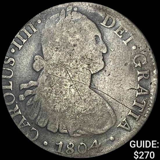 1804Mo TH Mexico Carlos IIII Silver 8 Reales ABOUT UNCIRCULATED