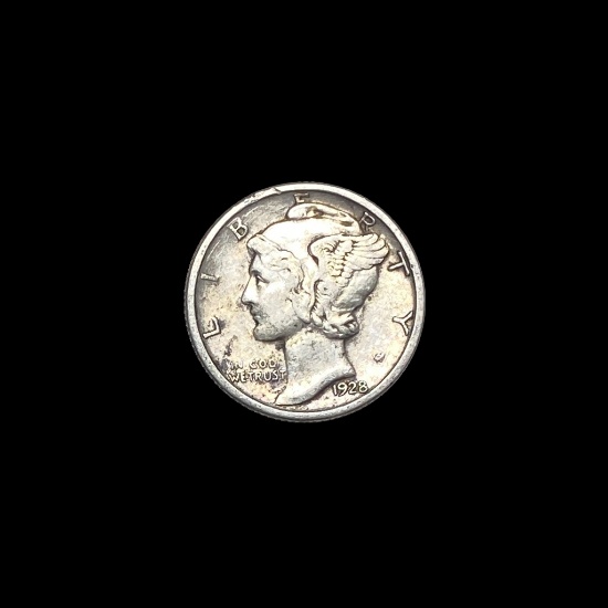 1928-D Silver Mercury Dime LIGHTLY CIRCULATED