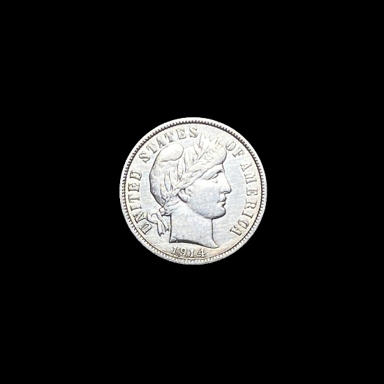 1914-D Silver Barber Dime CHOICE AU