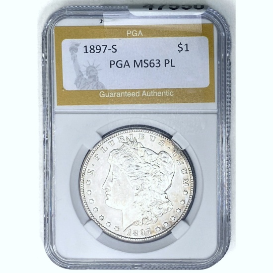 1897-S Morgan Dollar PGA MS63 PL