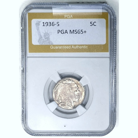 1936-S Buffalo Nickel PGA MS65+