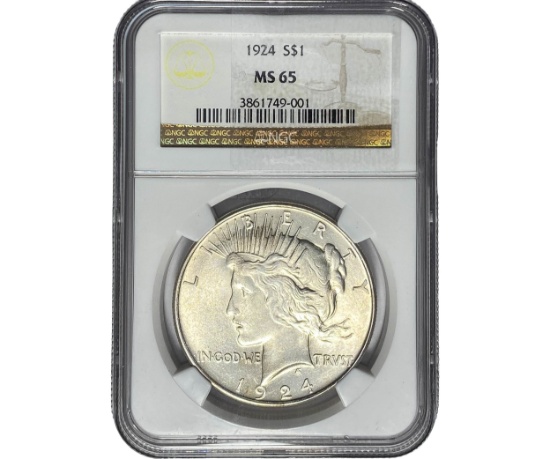 1924 Silver Peace Dollar NGC MS65