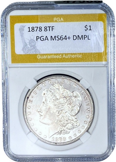 1878 8TF Morgan Silver Dollar PGA MS64+ DMPL