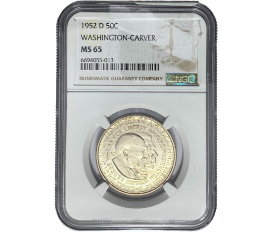 1952-D Washington Carver Half Dollar NGC MS65