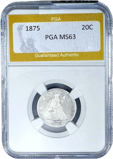 1875 Twenty Cent Piece PGA MS63