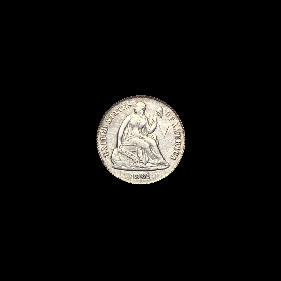 1861 Silver Half Dime CHOICE AU