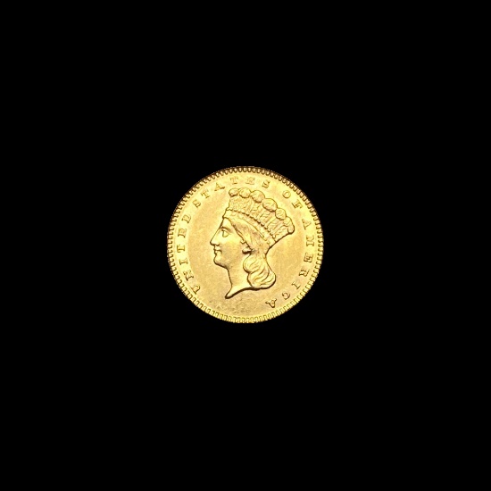 1858 Gold $1 Indian Head CHOICE BU