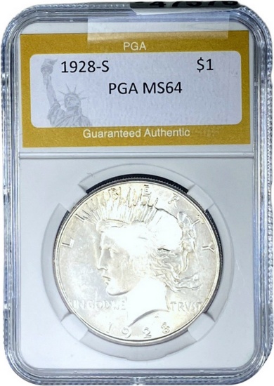 1928-S Silver Peace Dollar PGA MS64