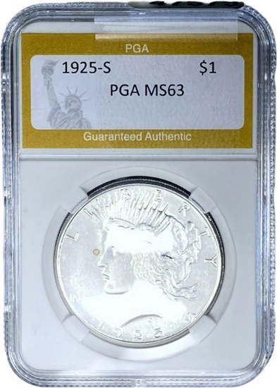 1925-S Silver Peace Dollar PGA MS63