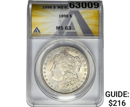 1898 Morgan Silver Dollar ANACS MS63
