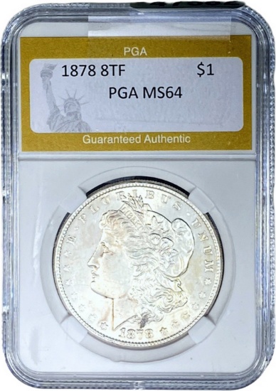 1878 8TF Morgan Silver Dollar PGA MS64