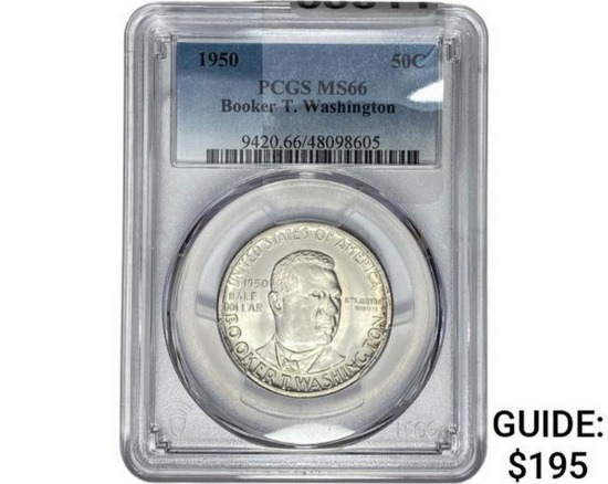 1950 Booker T Half Dollar PCGS MS66