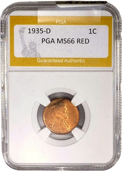 1935-D Wheat Cent PGA MS66 RED