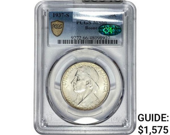 1937-S CAC Boone Half Dollar PCGS MS66