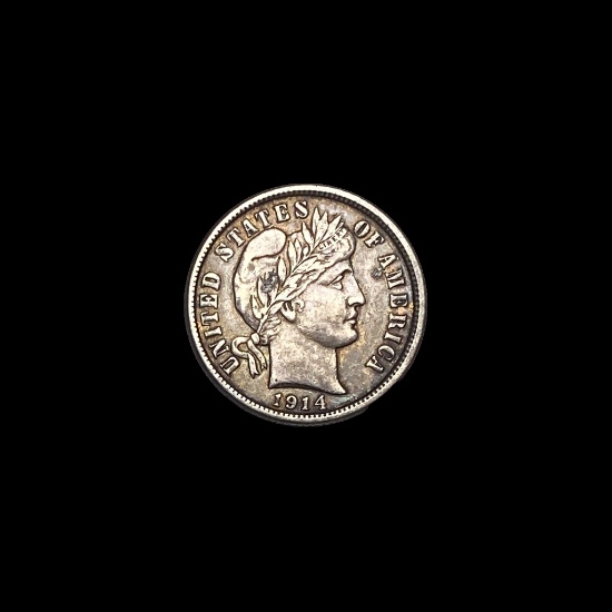 1914-D Silver Barber Dime CLOSELY UNCIRCULATED