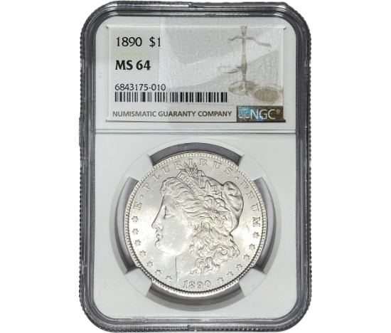 1890 Morgan Silver Dollar NGC MS64