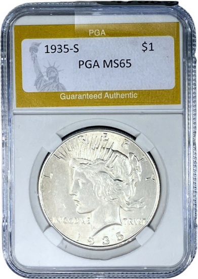 1935-S Silver Peace Dollar PGA MS65