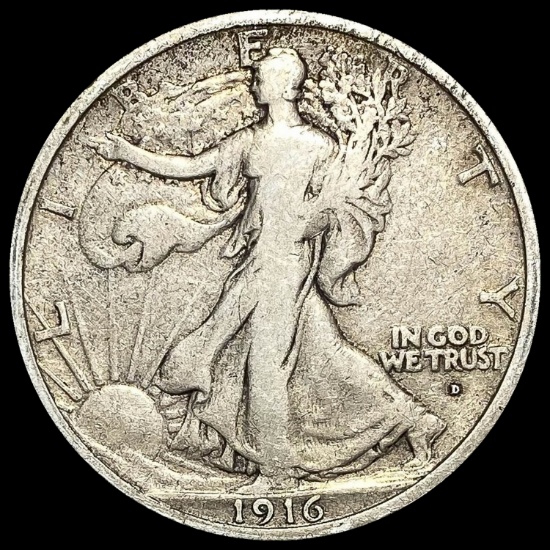 1916-D Silver Walking Liberty Half Dollar NICELY CIRCULATED