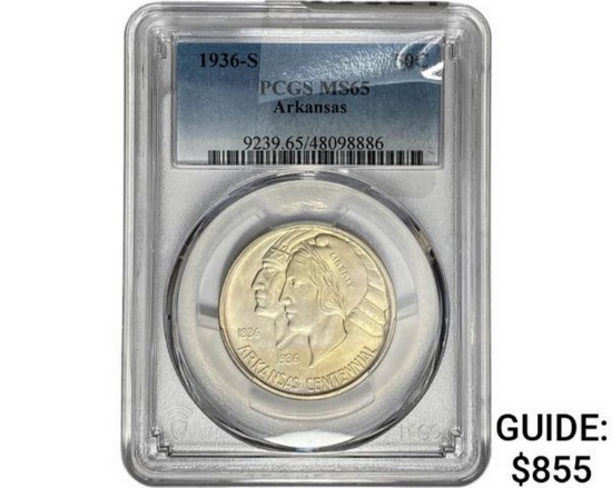 1936-S Arkansas Half Dollar PCGS MS65