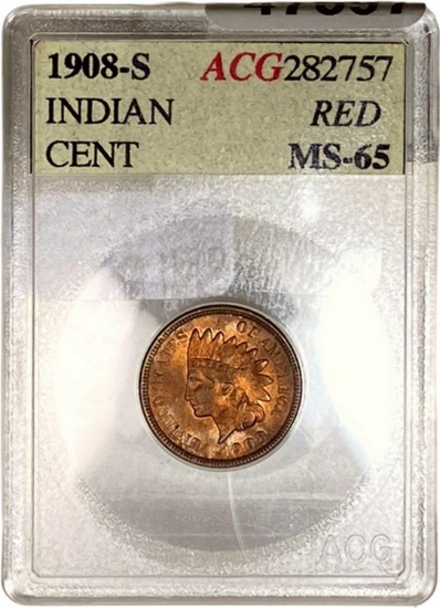 1908-S Indian Head Cent PGA MS65 RED