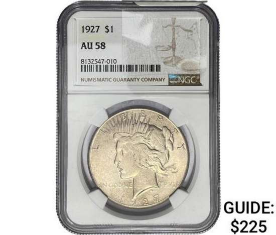1927 Silver Peace Dollar NGC AU58