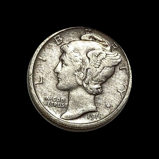 1918-D Silver Mercury Dime LIGHTLY CIRCULATED